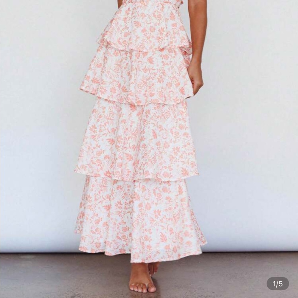 SHEIN Floral Layered Maxi Skirt - Light Pink